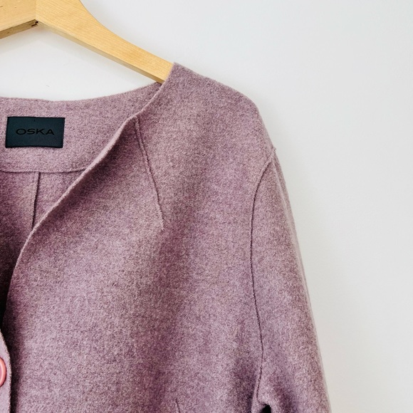 OSKA Lilac Purple Boiled Wool Cropped Oversized Lagenlook Jacket UK 18 - Picture 3 of 14